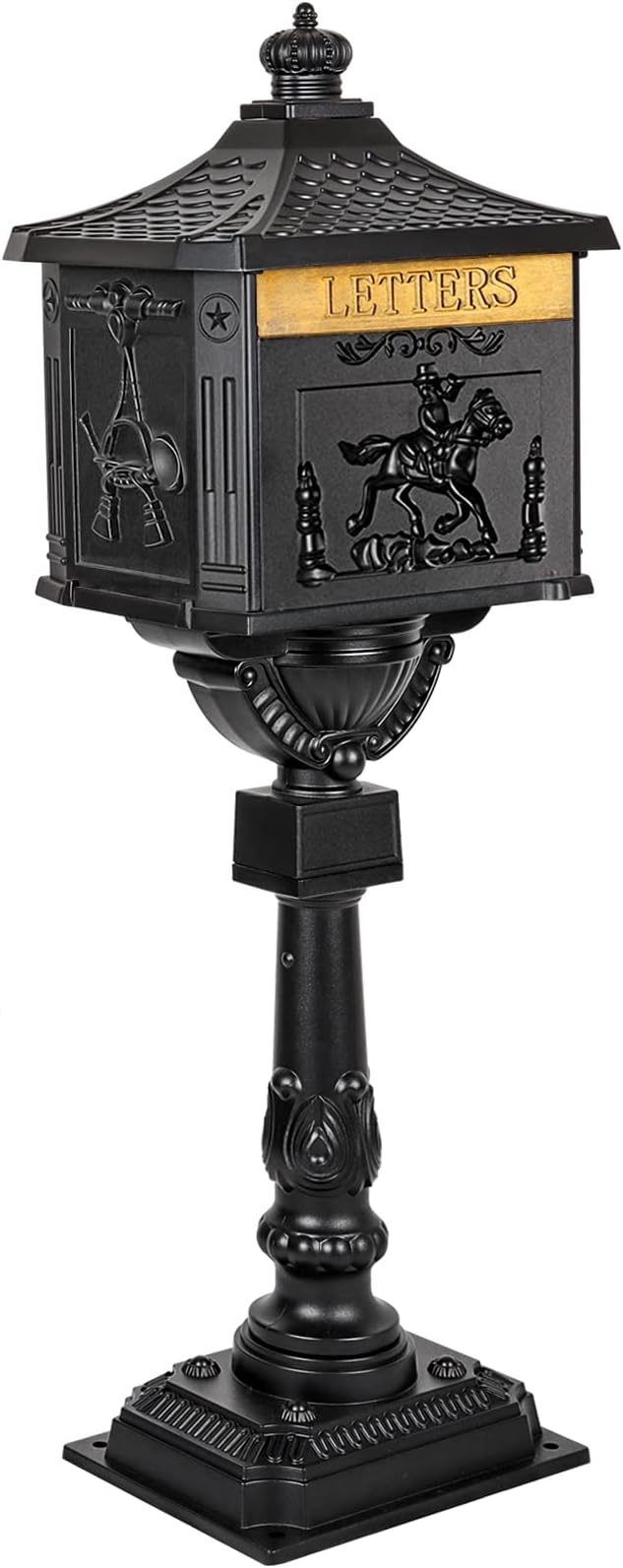 Polar Aurora Mailbox Cast Aluminum Black Mail Box Postal Box Security Heavy Duty New
